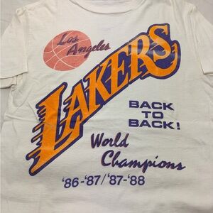80s Lakers Back to Back Champs T Shirt Large